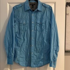 Men's Blue Button-Up Shirt